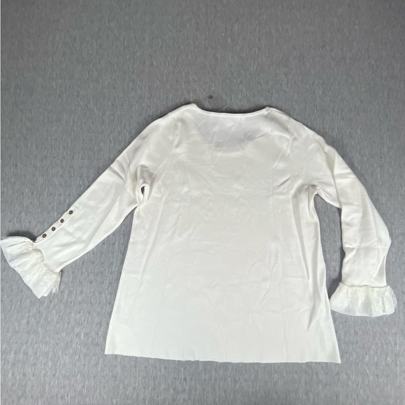 Jessica London size 14/16 long sleeve white blouse/sweater with lace sleeve - Picture 9 of 11